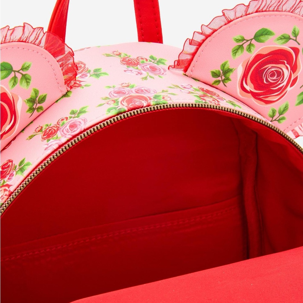 Disney Loungefly Disney Minnie Mouse Pink & Red Roses with Mini Flap Wallet - Picture 4 of 10